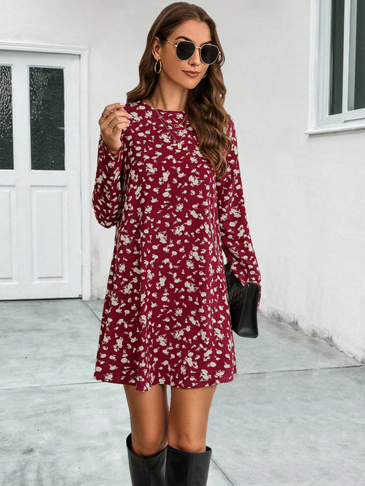 Popular Floral Long Sleeve Printed Dress