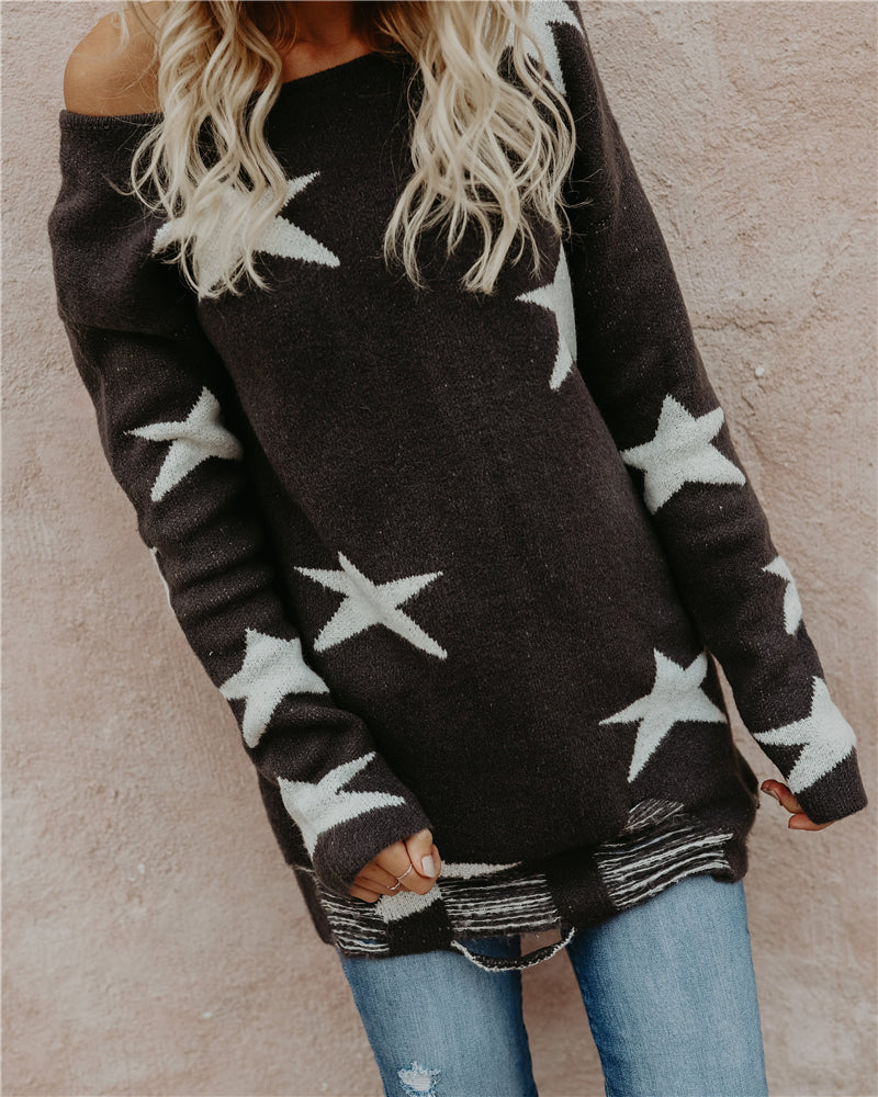 Autumn Winter Stars Pullover Loose Sweater