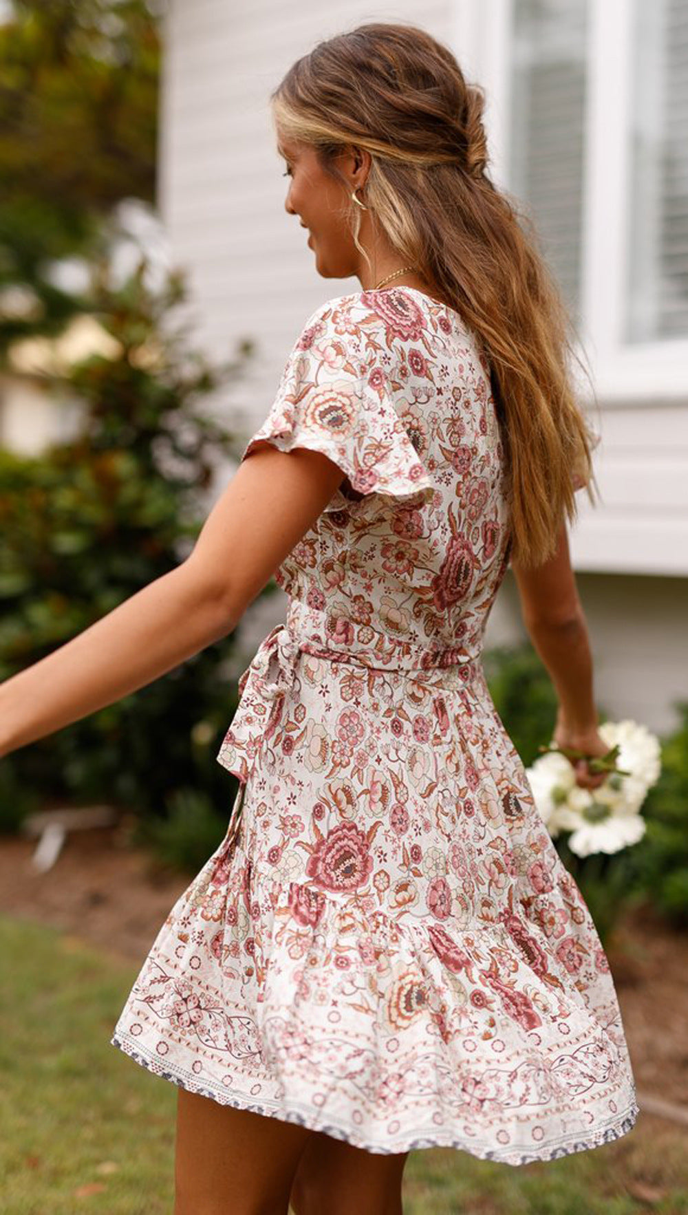 Printed Ruffled A-Line Dress - tamrashopsocial