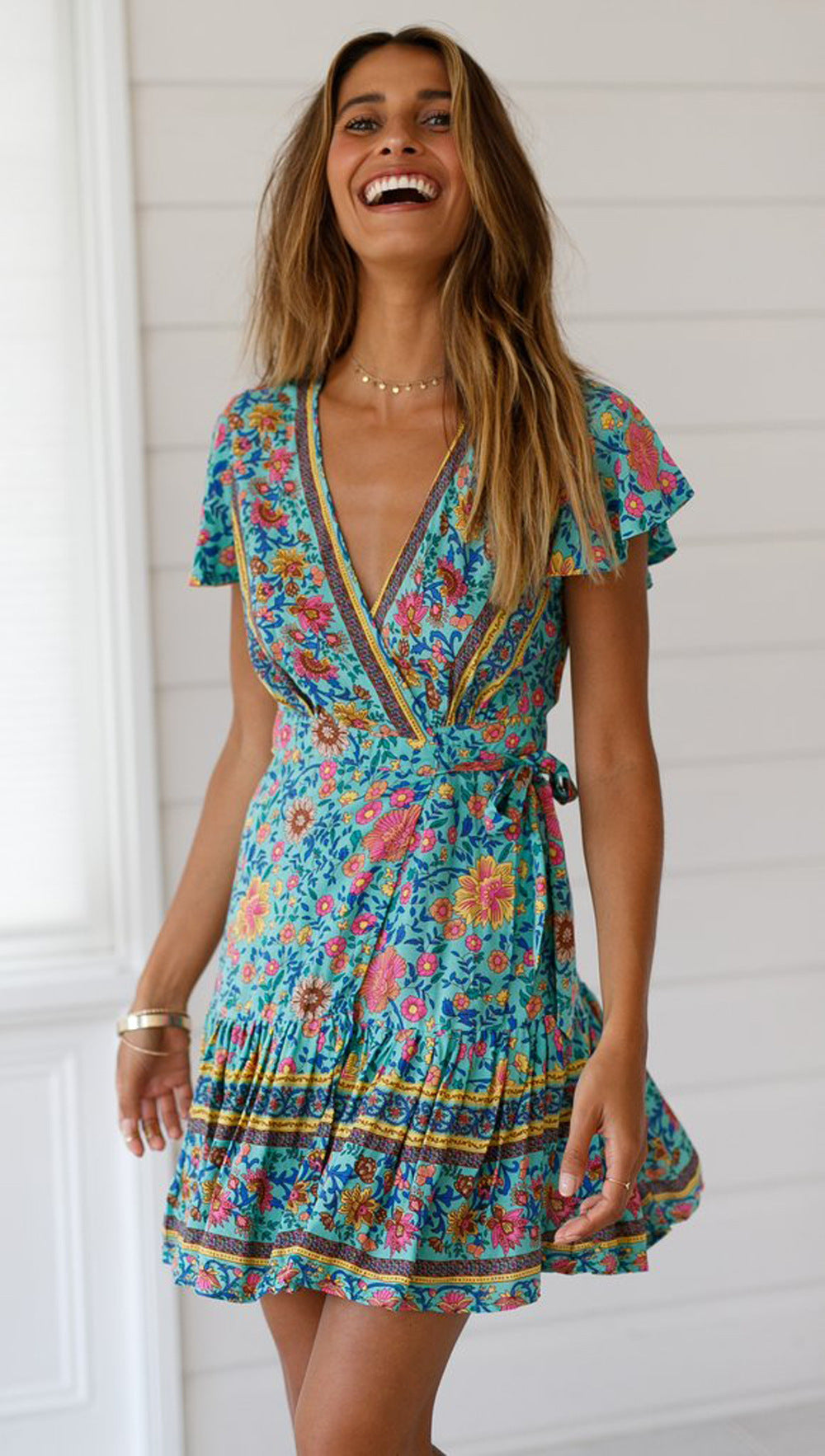 Printed Ruffled A-Line Dress - tamrashopsocial