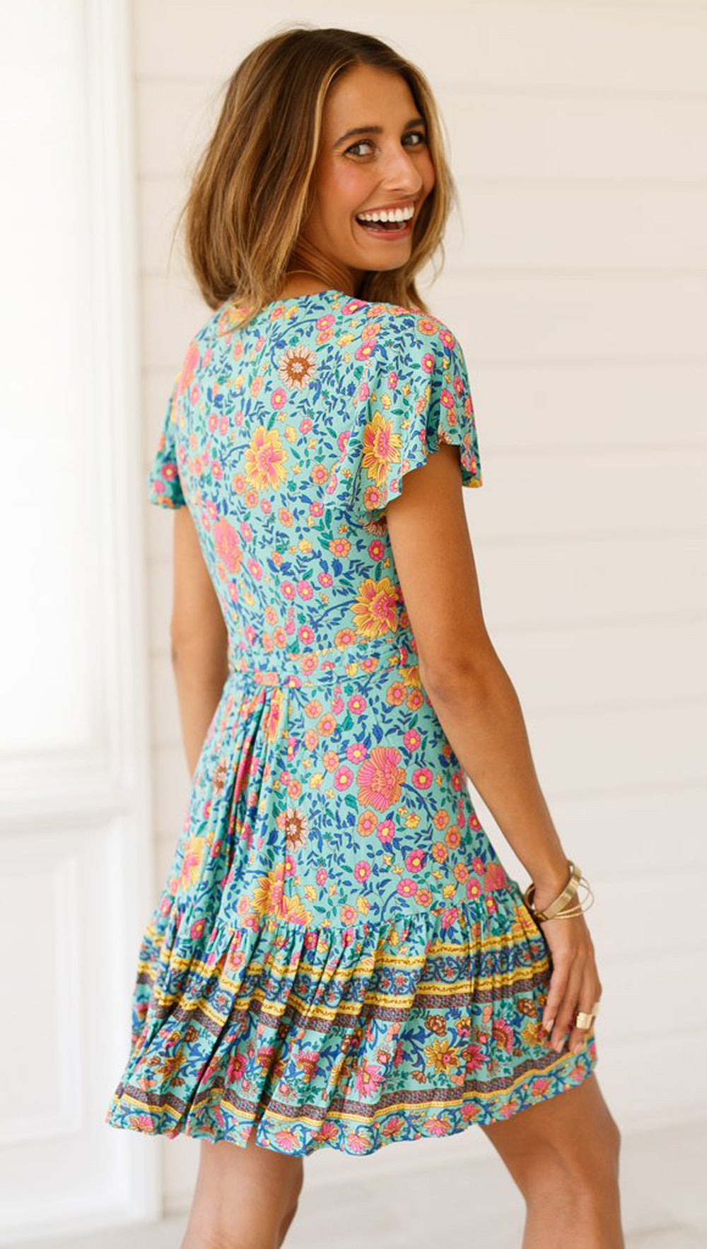 Printed Ruffled A-Line Dress - tamrashopsocial