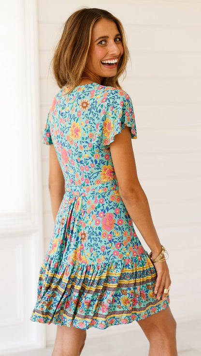 Printed Ruffled A-Line Dress - tamrashopsocial