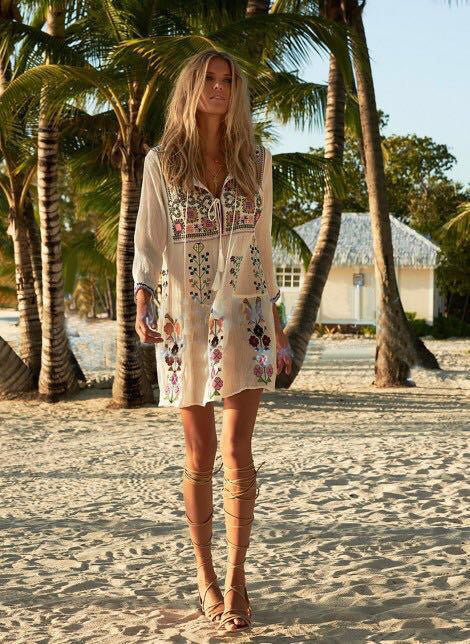 Bohemian Style Flower Embroidery Temperament Dress - tamrashopsocial