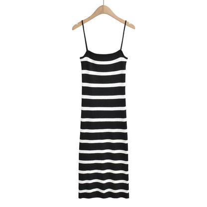 Striped Elastic Knitted Sheath Dress - Tamra.Shop.Social