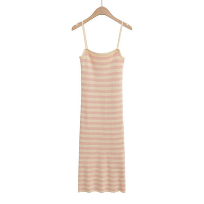 Striped Elastic Knitted Sheath Dress - Tamra.Shop.Social