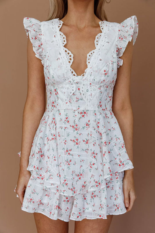 V-Neck Embroidery Stitch Dress