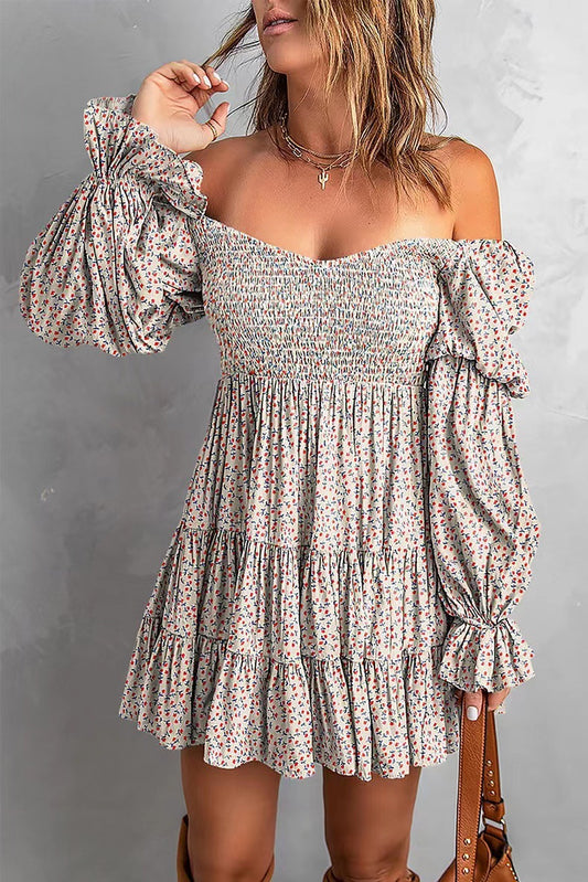 Waist Tight Pleated A-Line Sexy off Shoulder Dress