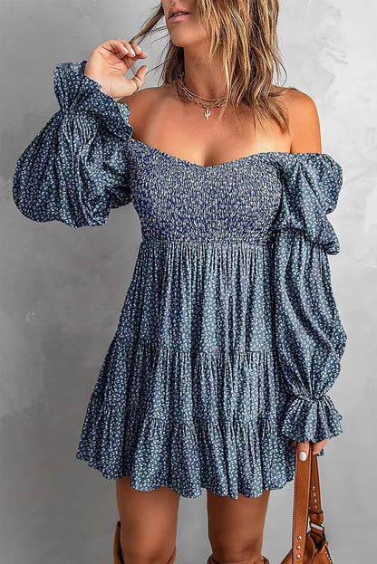 Waist Tight Pleated A-Line Sexy off Shoulder Dress