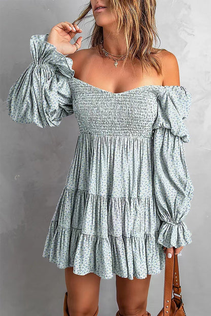 Waist Tight Pleated A-Line Sexy off Shoulder Dress