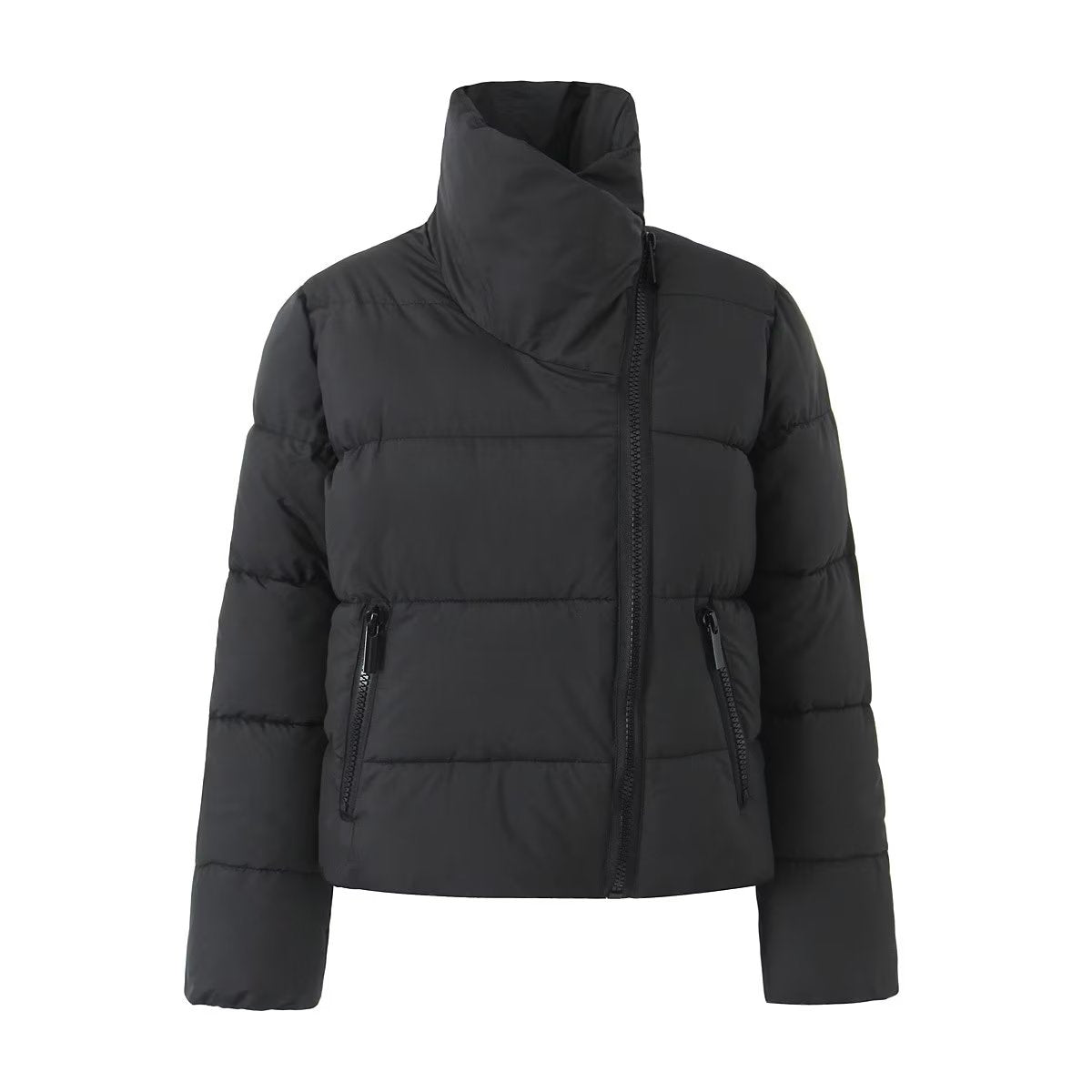 French Winter Turtleneck Zipper Quilted Jacket - tamrashopsocial