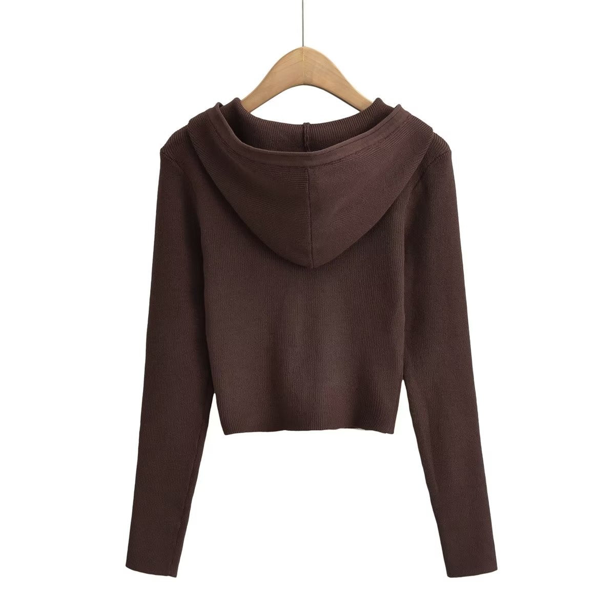 Solid Color Pullover Hooded Long Sleeves Knitted Sweater - Tamra.Shop.Social