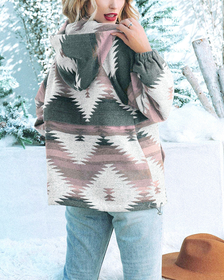 Western North America Aztec Woolen Baggy Coat