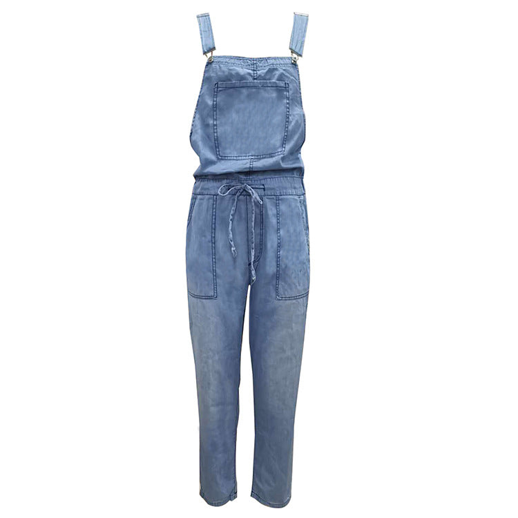 Denim Elastic Mid Waist Jumpsuit