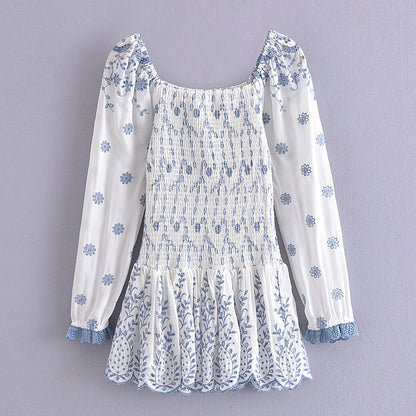 Blue White Porcelain Embroidered Dress - Tamra.Shop.Social