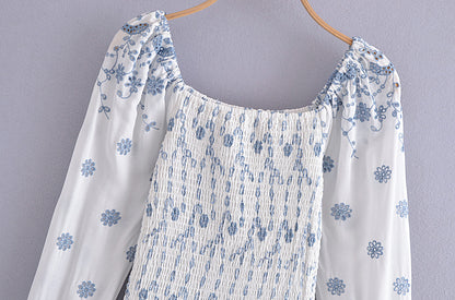 Blue White Porcelain Embroidered Dress - Tamra.Shop.Social