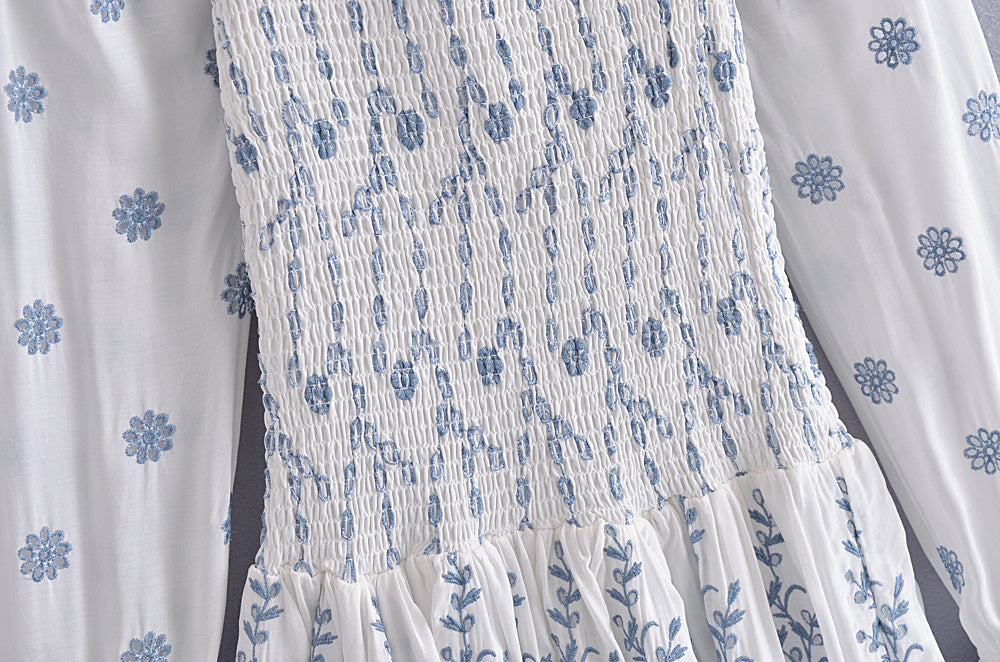 Blue White Porcelain Embroidered Dress - Tamra.Shop.Social