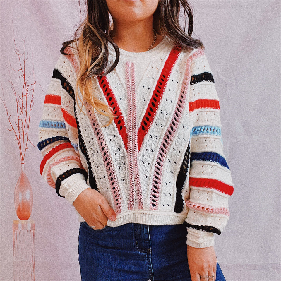 Color Diagonal Striped Sweater