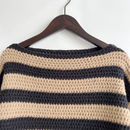 Loose Striped Long Sleeved Knitted Pullover Casual Sweater