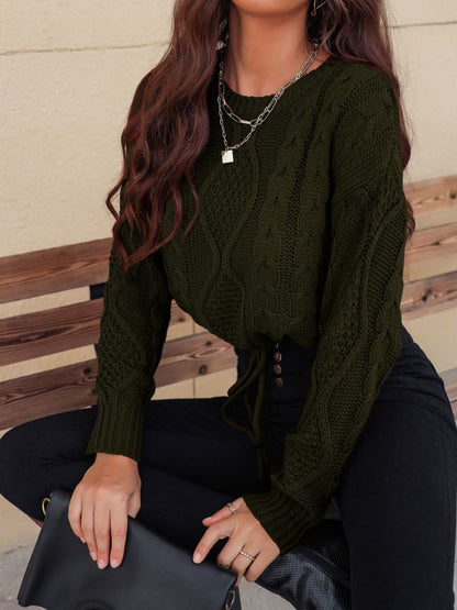 Long Sleeve Solid Color Knitted Sweater
