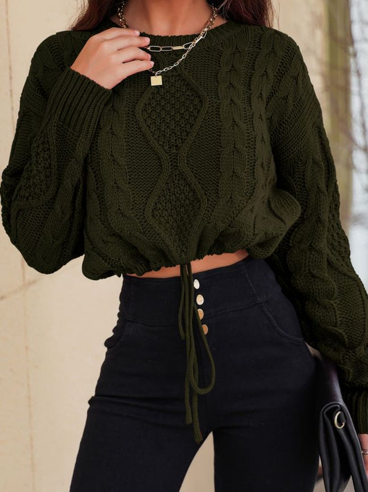 Long Sleeve Solid Color Knitted Sweater