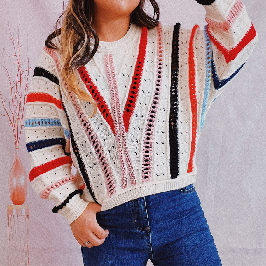 Color Diagonal Striped Sweater