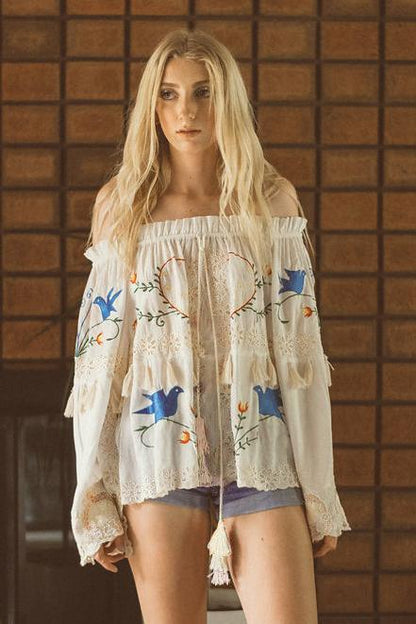 Bohemian Flower Embroidered Fringe Top - Tamra.Shop.Social