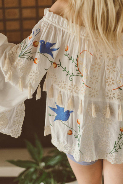 Bohemian Flower Embroidered Fringe Top - Tamra.Shop.Social