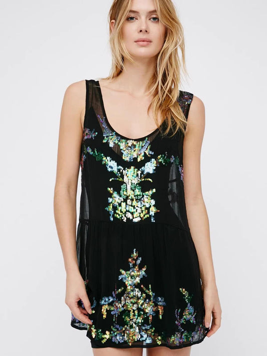 Bohemian Sequin Perspective Backless Dress - Tamra.Shop.Social