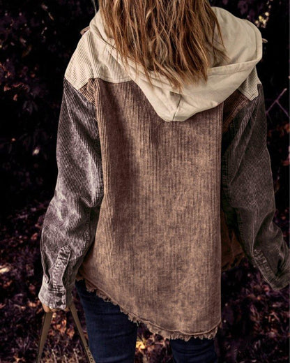 Cotton Distressed Double Pocket Hooded Coat - Tamra.Shop.Social