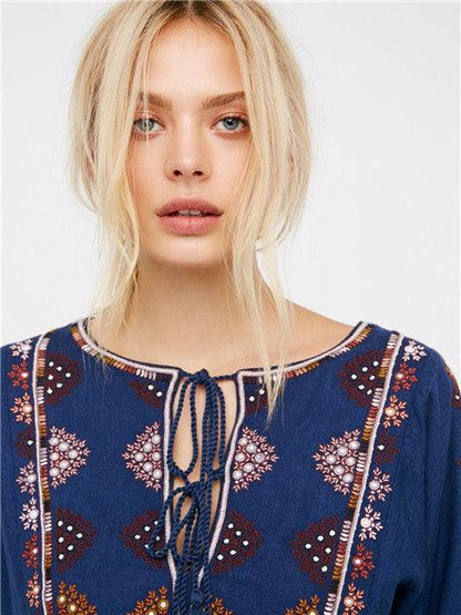 Embroidered Bohemian Style Baby Doll Dress - Tamra.Shop.Social