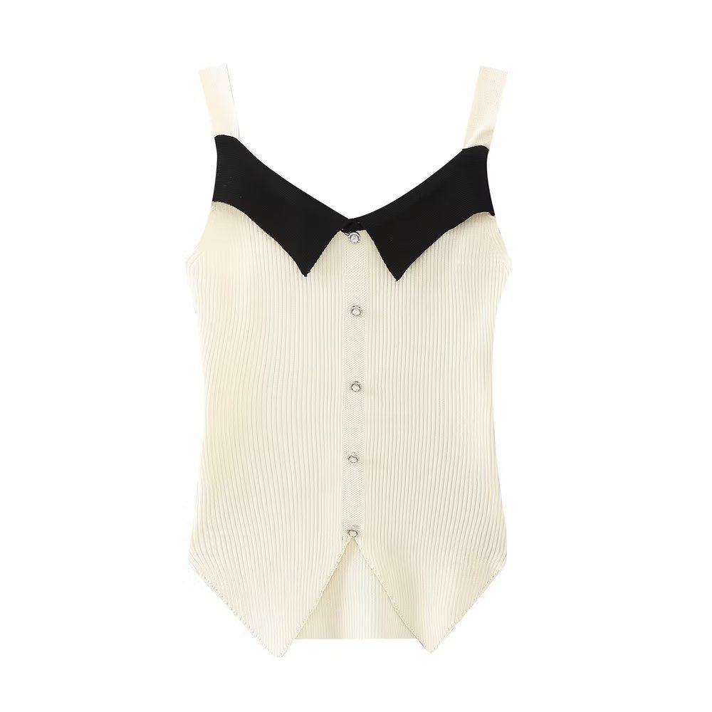 French Classic Square Collar Knitting Vest Sexy Sleeveless Top - Tamra.Shop.Social