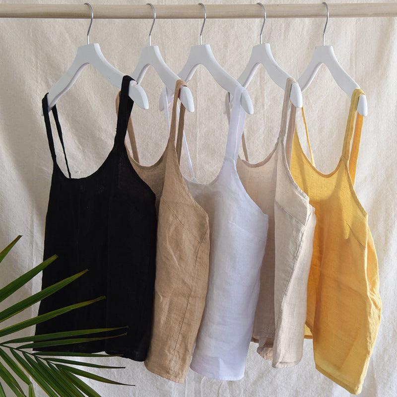 French Minority Pure Linen Backless Top - Tamra.Shop.Social