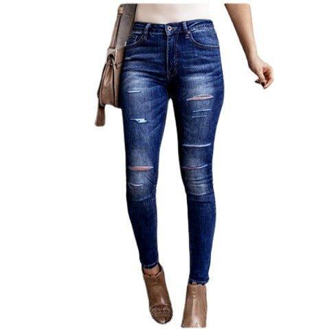 High-Rise Skinny Washed Hole Jeans - Tamra.Shop.Social