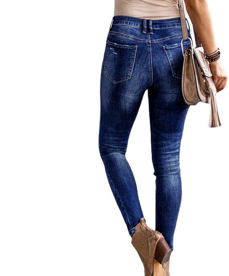 High-Rise Skinny Washed Hole Jeans - Tamra.Shop.Social