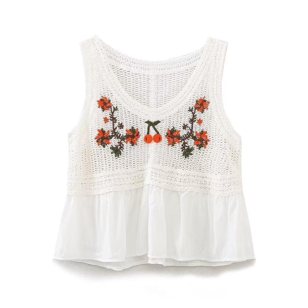 Knitted Camisole Sweet Cute Crocheted Short Cropped Sleeveless Bottoming Top - Tamra.Shop.Social