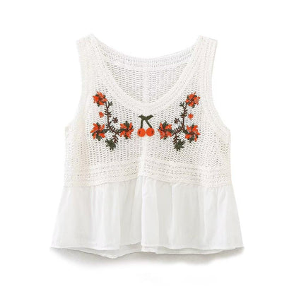 Knitted Camisole Sweet Cute Crocheted Short Cropped Sleeveless Bottoming Top - Tamra.Shop.Social