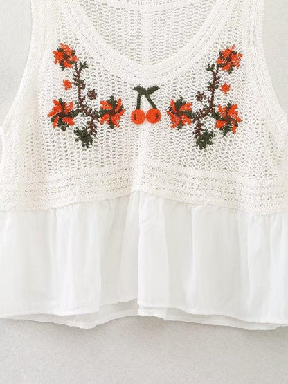 Knitted Camisole Sweet Cute Crocheted Short Cropped Sleeveless Bottoming Top - Tamra.Shop.Social