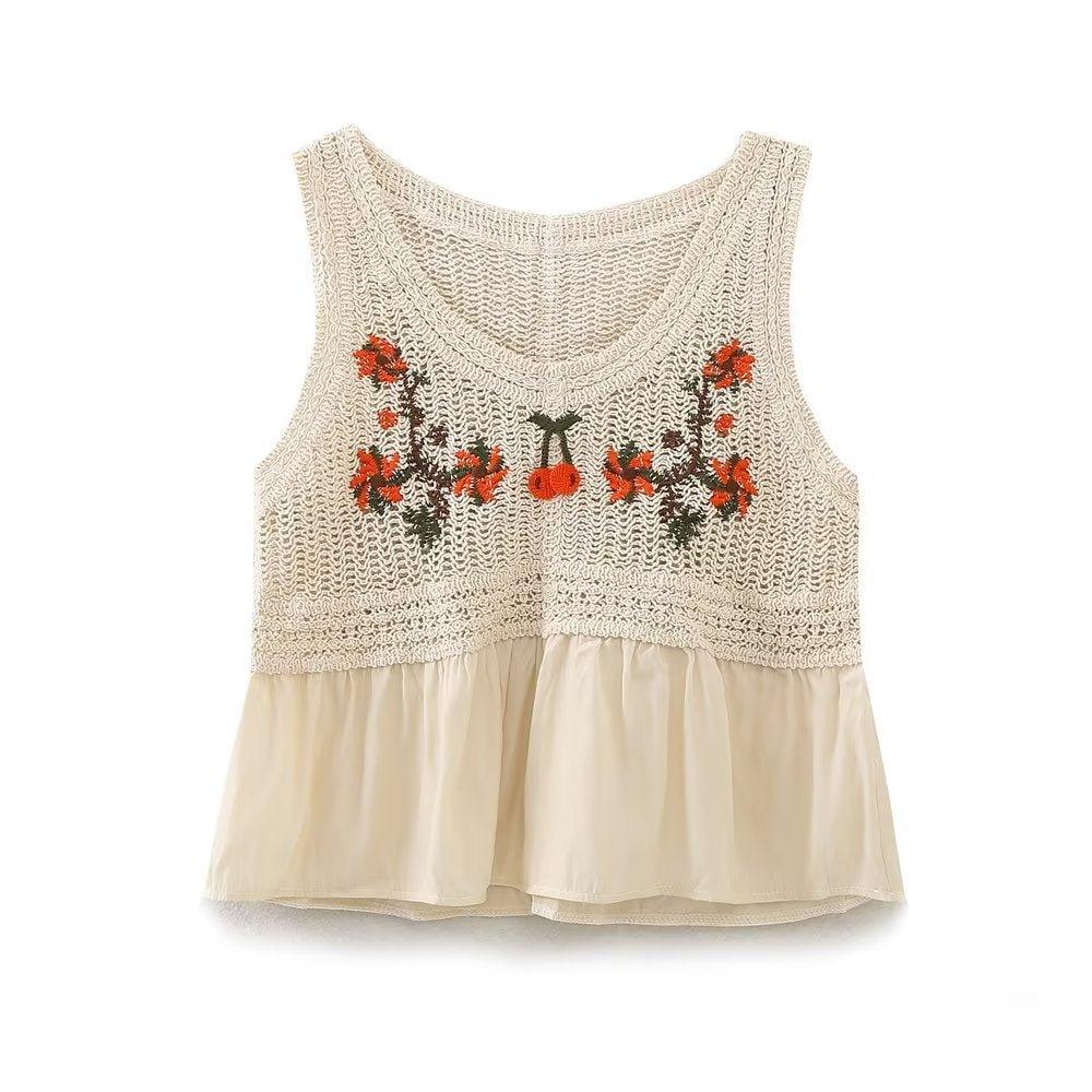 Knitted Camisole Sweet Cute Crocheted Short Cropped Sleeveless Bottoming Top - Tamra.Shop.Social