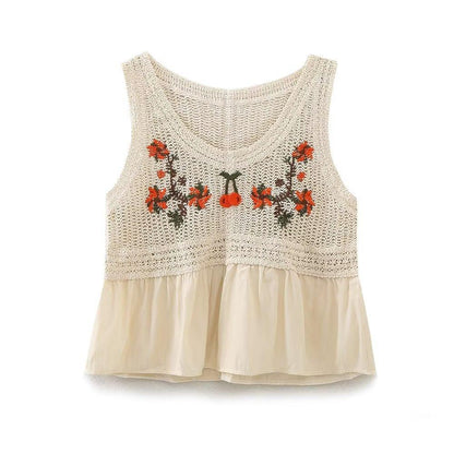 Knitted Camisole Sweet Cute Crocheted Short Cropped Sleeveless Bottoming Top - Tamra.Shop.Social