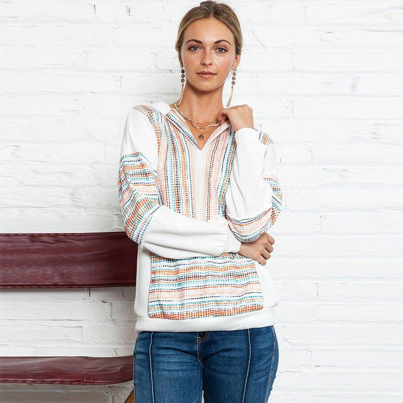 Knitted Hoodie Casual Loose Texture Stitching Long-Sleeved Pullover Sweater - Tamra.Shop.Social