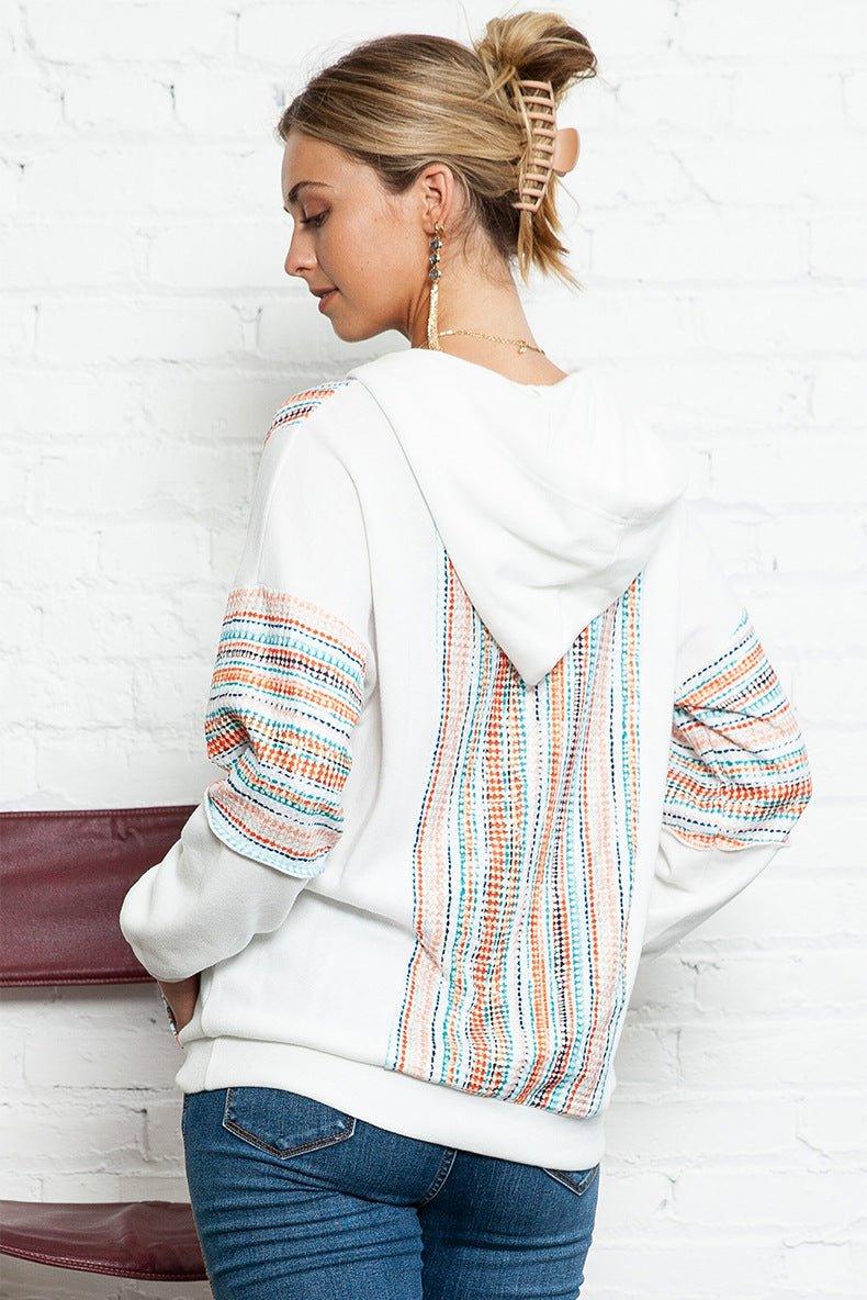 Knitted Hoodie Casual Loose Texture Stitching Long-Sleeved Pullover Sweater - Tamra.Shop.Social