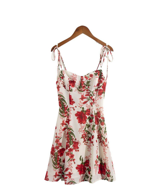 Red Floral Tied Spaghetti Strap Dress - Tamra.Shop.Social