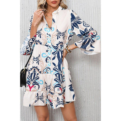 Spring Pullover V-Neck Three Quarter Sleeve Dress - Tamra.Shop.Social