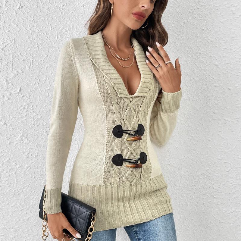 V-Neck Mid Length Knitted Top - Tamra.Shop.Social