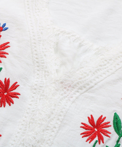 White Short Sleeved Embroidered Shirt - Tamra.Shop.Social